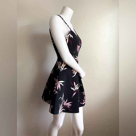 ANTHROPOLOGIE KEEPSAKE The Label Black Pink Black Fit Flare Fiction Dress Floral - Picture 2 of 10